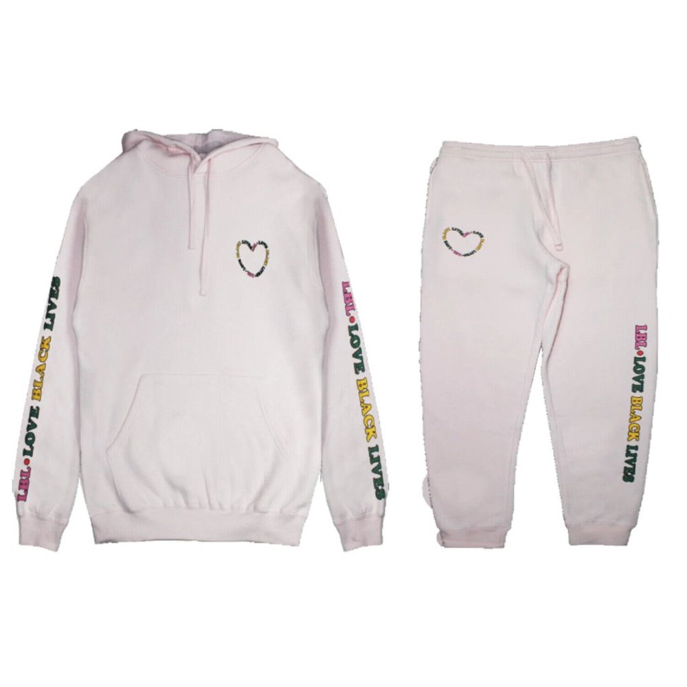Cross Colours Men's Love Black Lives Pants+Hoodie Set Pink XXL NEW with TAGS